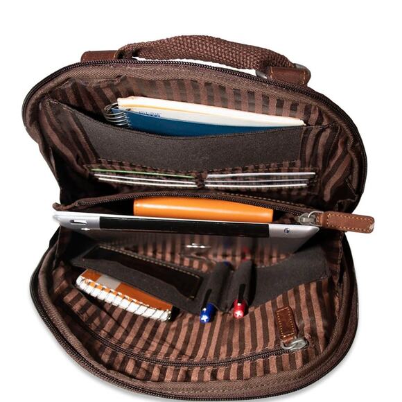 JACK GEORGES’ VOYAGER SMALL CONVERTIBLE LEATHER BACKPACK/CROSSBODY BAG - Picture 6 of 9